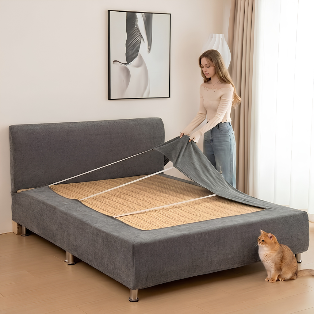 Vỏ Bọc Khung Giường Chenille Co Giãn Cao Cấp – Bảo Vệ Hoàn Toàn Phần Đầu Giường & Thân Giường