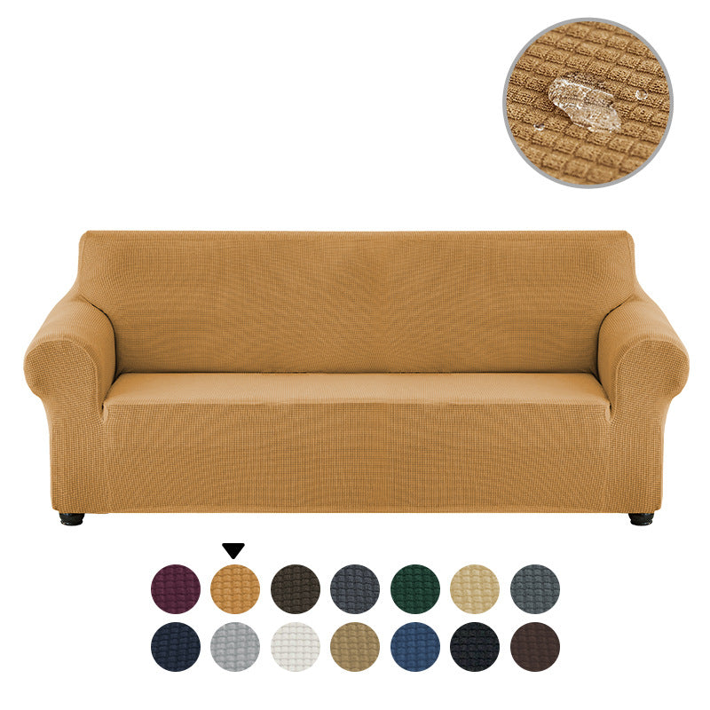 Sofa cover made of waterproof elastane material.