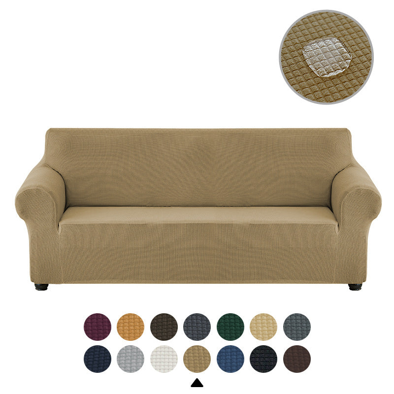 Sofa cover made of waterproof elastane material.