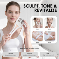 Microcurrent Facial Massager with 3D Roller – Rechargeable Face & Body Sculpting Tool with 3 Intensity Levels for Jawline, Neck & Skin Tightening