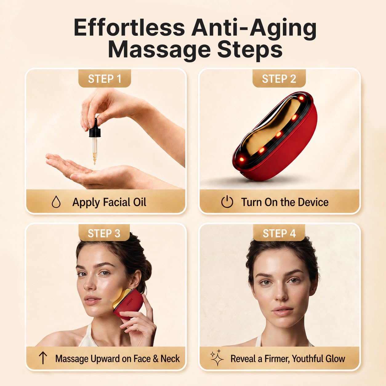 Red Light Facial Massager with Heat & Vibration, Face & Neck Tool