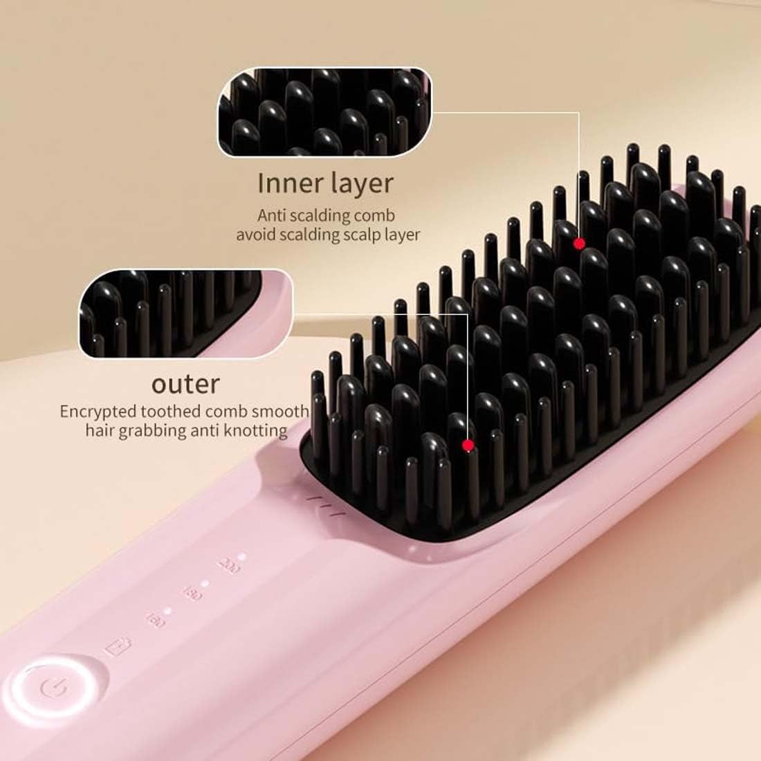 Negative Ion Hair Straightener Brush – Smooth & Frizz-Free Hair