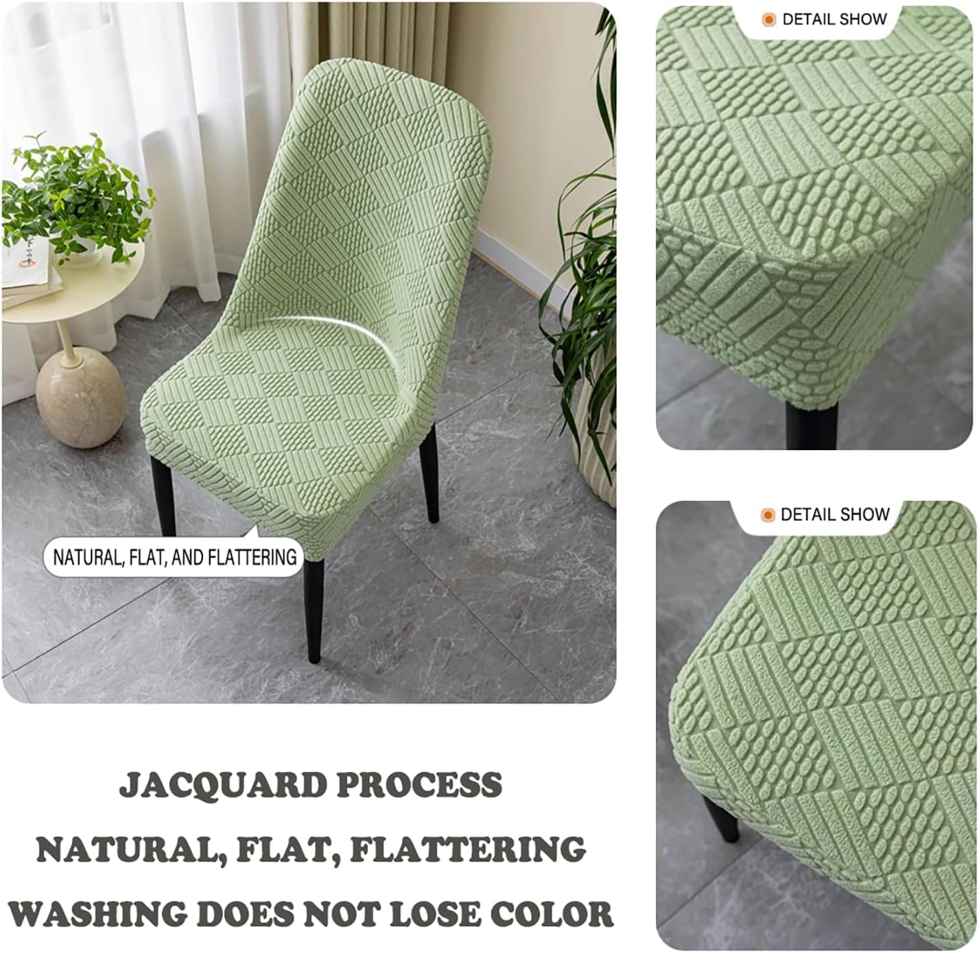 Vỏ Bọc Ghế Ăn Lưng Cong Jacquard