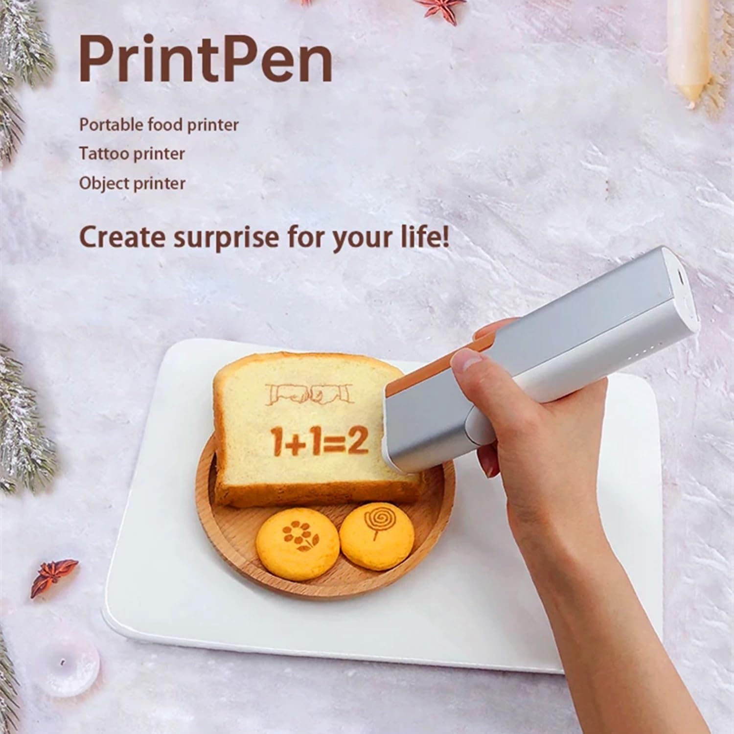 Portable Handheld Food Printer for Coffee, Cakes & Cookies