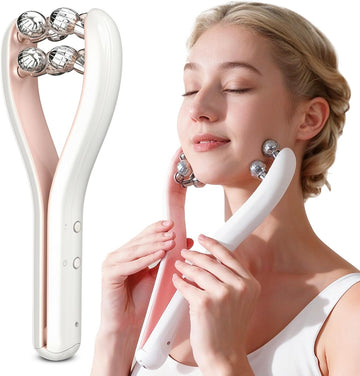 Microcurrent Facial Massager with 3D Roller – Rechargeable Face & Body Sculpting Tool with 3 Intensity Levels for Jawline, Neck & Skin Tightening