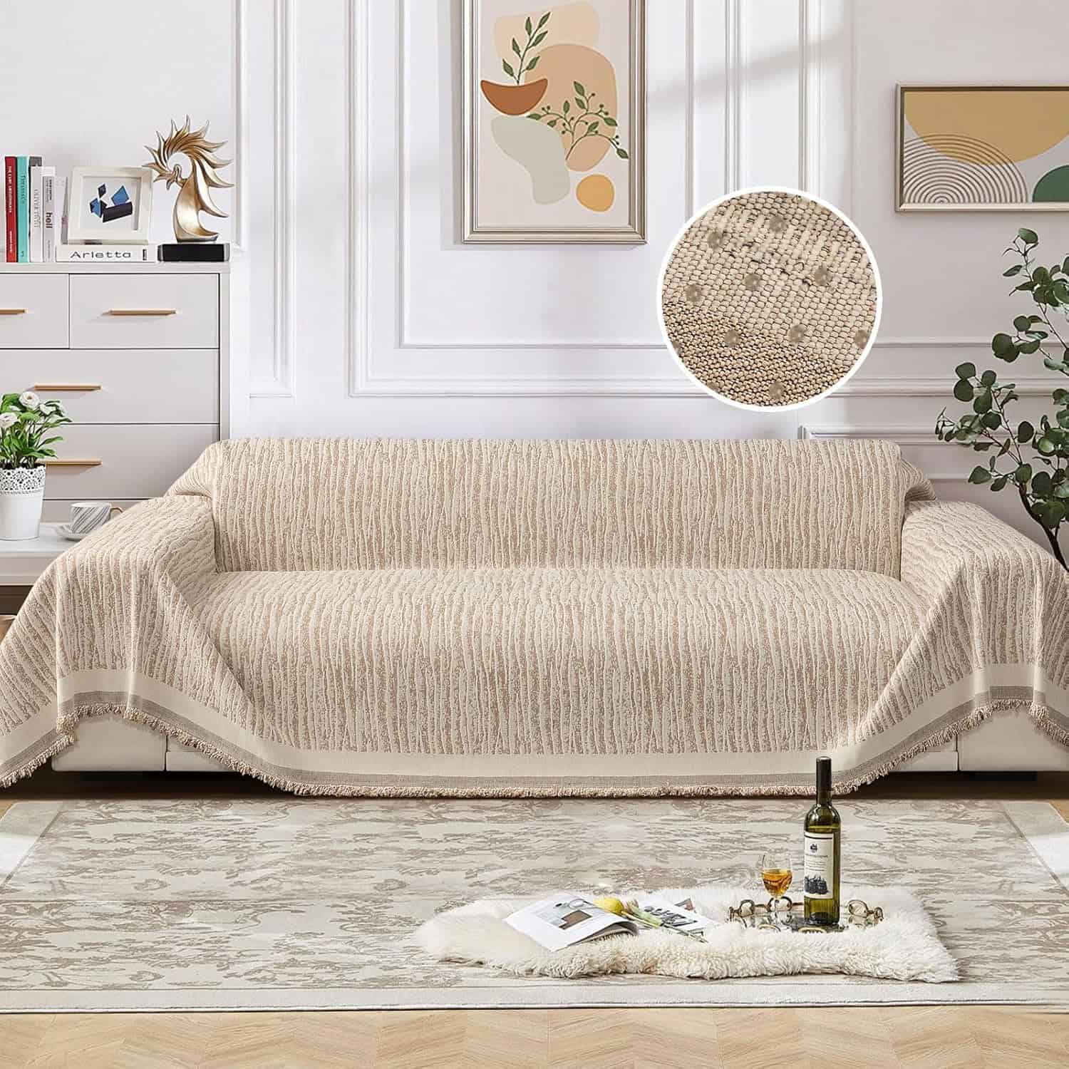 Chenille Non-Slip Sided Slipcover for Corner Sofa