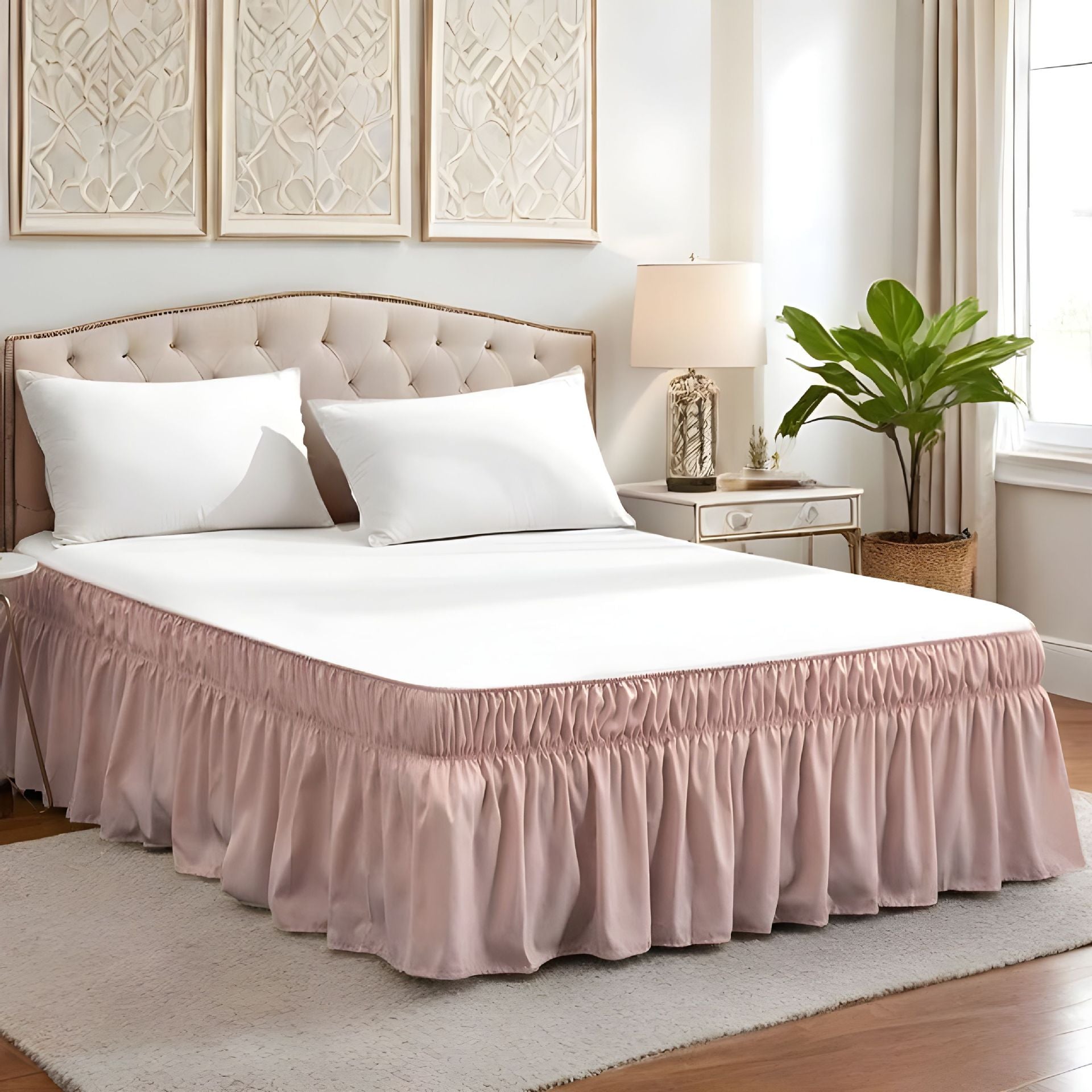 Easy-Going Ruffled Bed Skirt – Soft Washable Bed Decor with Adjustable Elastic Belt