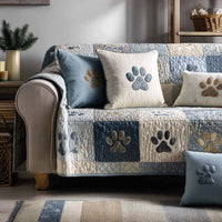 Festive Paw Quilted Sofa Cover