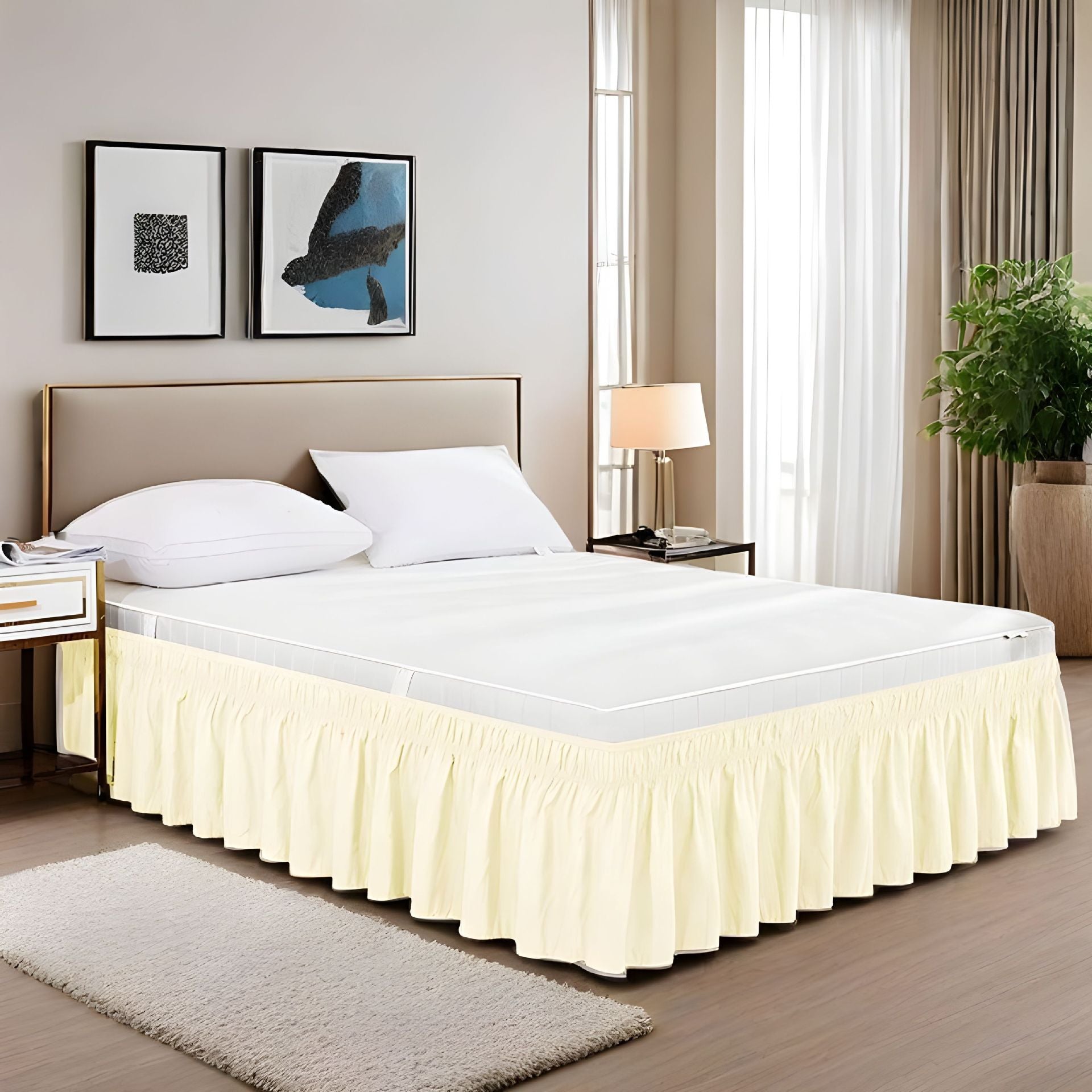Easy-Going Ruffled Bed Skirt – Soft Washable Bed Decor with Adjustable Elastic Belt