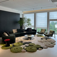 Forest Moss Hand-Tufted Green Abstract Area Rug | Sculptural Texture