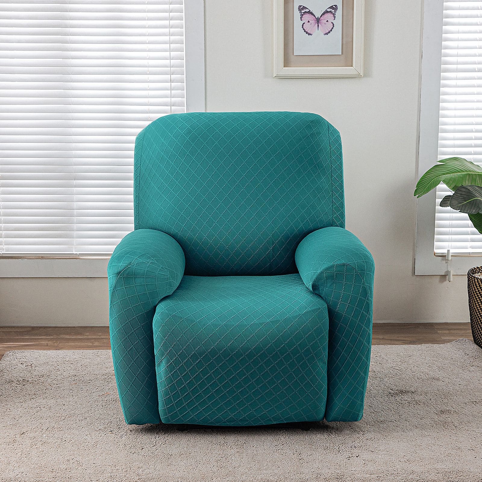 Stretch Sofa Cover with Grid Pattern – Elastic Slipcover for Living Room Furniture