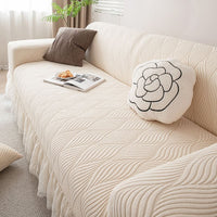 Stretch Sofa Chair Cover with Ruffled Lace Trim