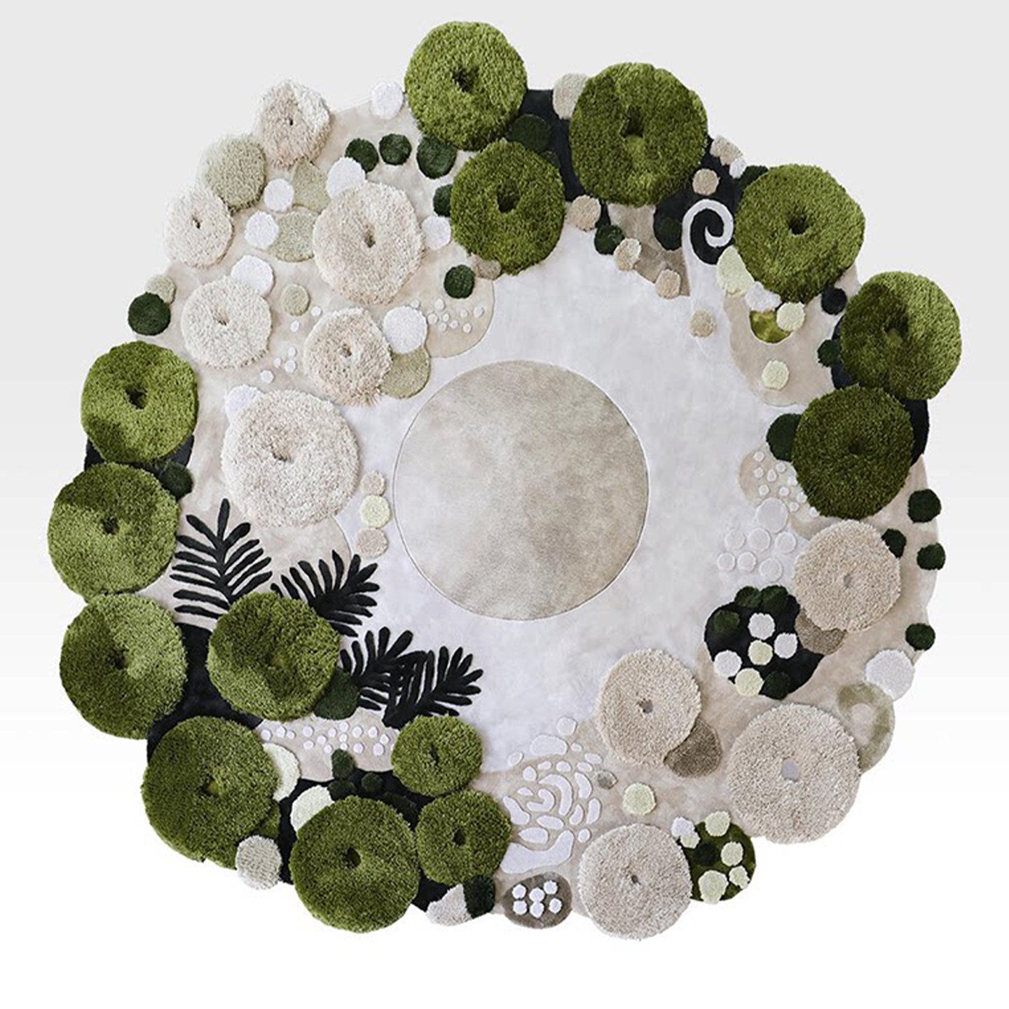 Forest Moss Hand-Tufted Green Abstract Area Rug | Sculptural Texture