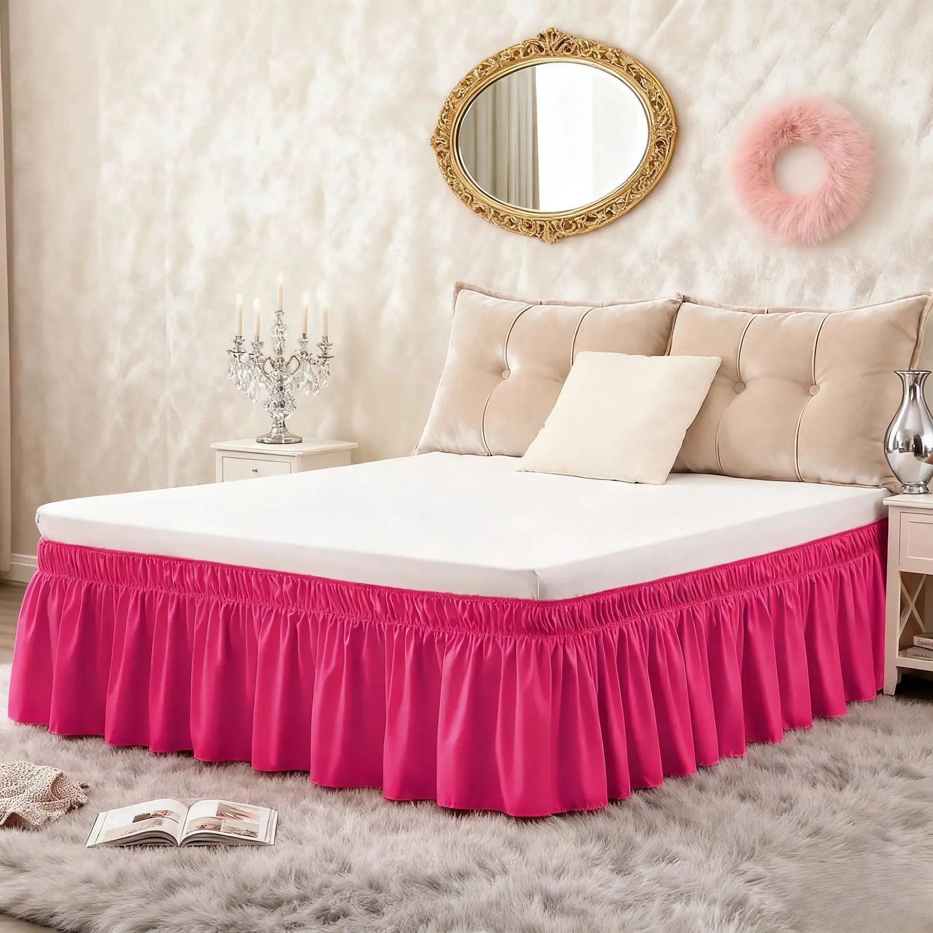 Easy-Going Ruffled Bed Skirt – Soft Washable Bed Decor with Adjustable Elastic Belt