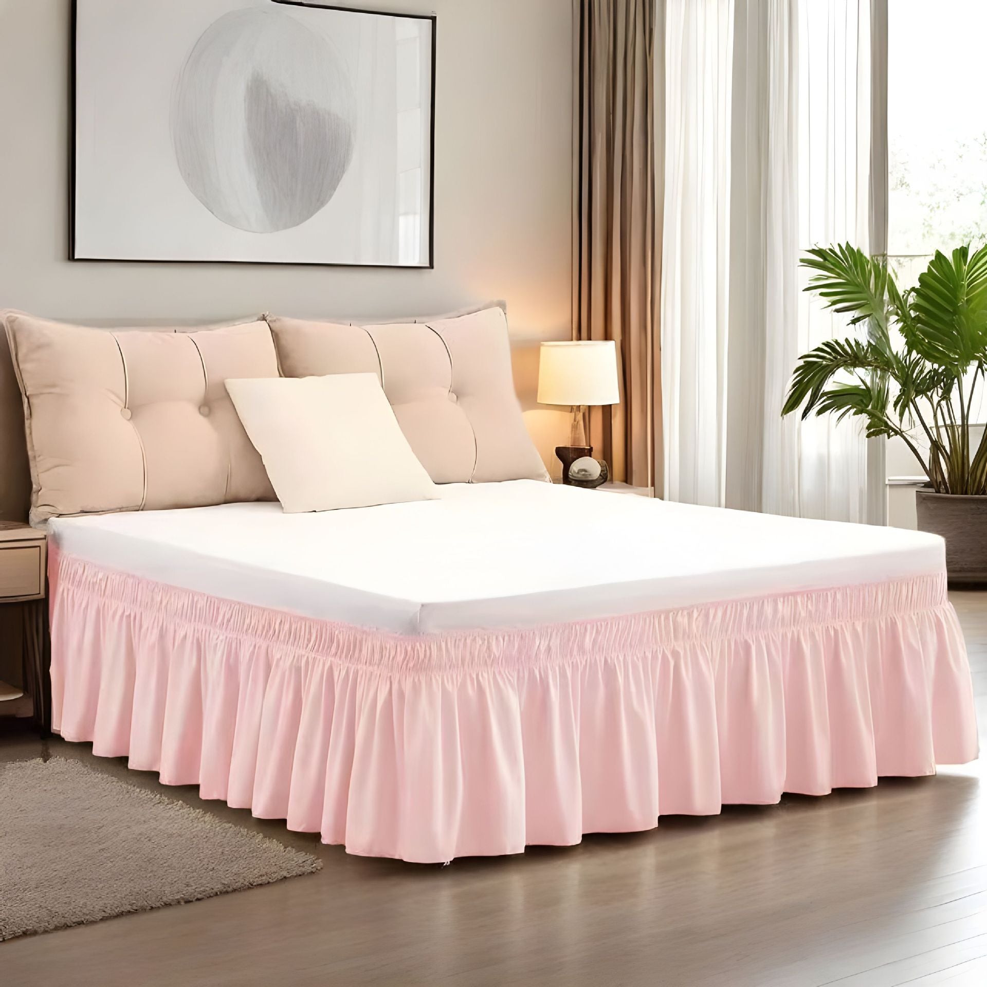 Easy-Going Ruffled Bed Skirt – Soft Washable Bed Decor with Adjustable Elastic Belt