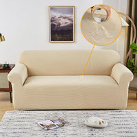 Sofa cover made of waterproof elastane material.