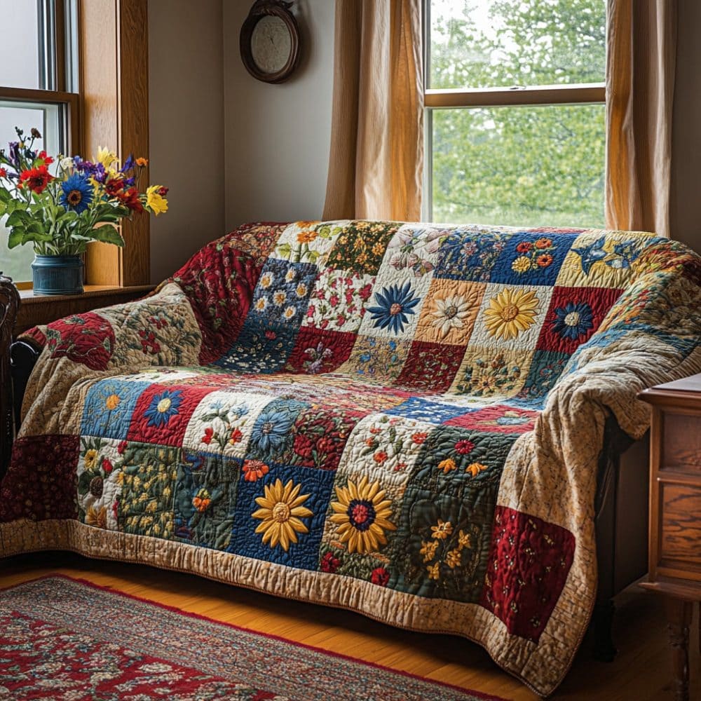 Festive Paw Quilted Sofa Cover