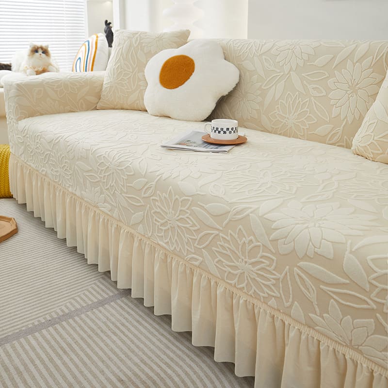 Sofa cover with camellia flower pattern