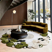 Forest Moss Hand-Tufted Green Abstract Area Rug | Sculptural Texture