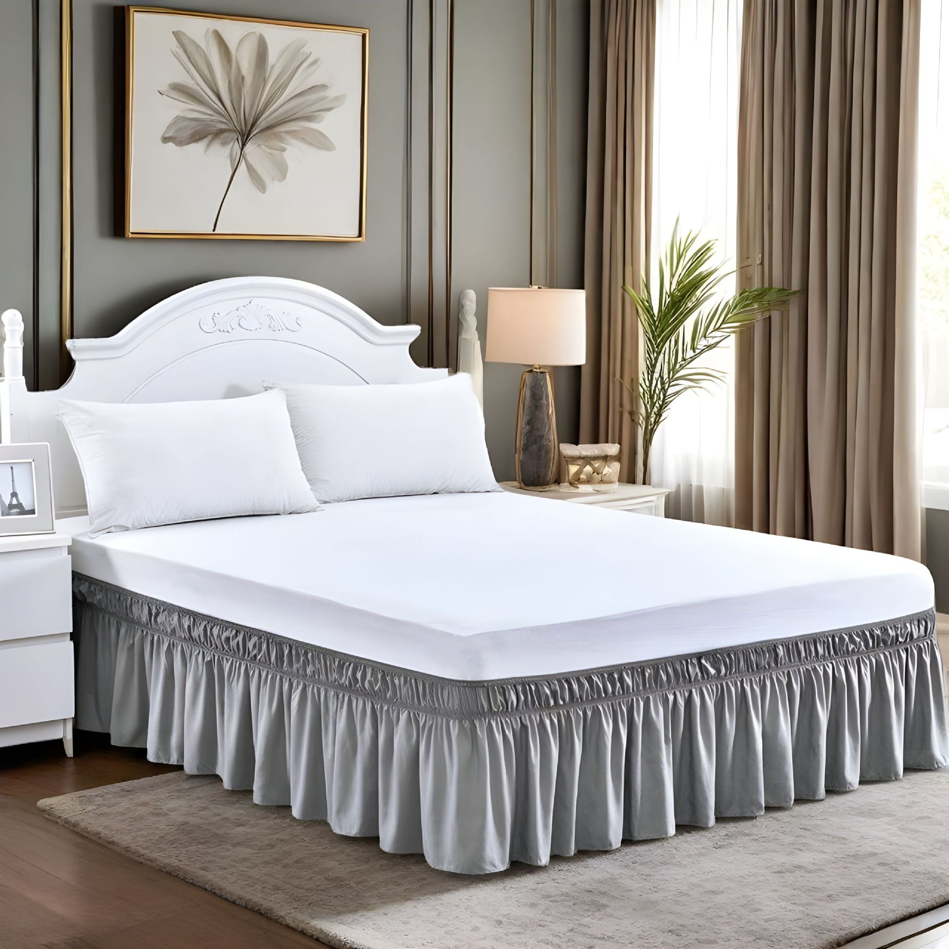 Easy-Going Ruffled Bed Skirt – Soft Washable Bed Decor with Adjustable Elastic Belt