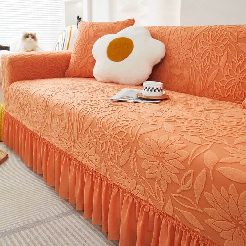Sofa cover with camellia flower pattern