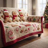 Festive Paw Quilted Sofa Cover