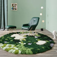 Forest Moss Hand-Tufted Green Abstract Area Rug | Sculptural Texture