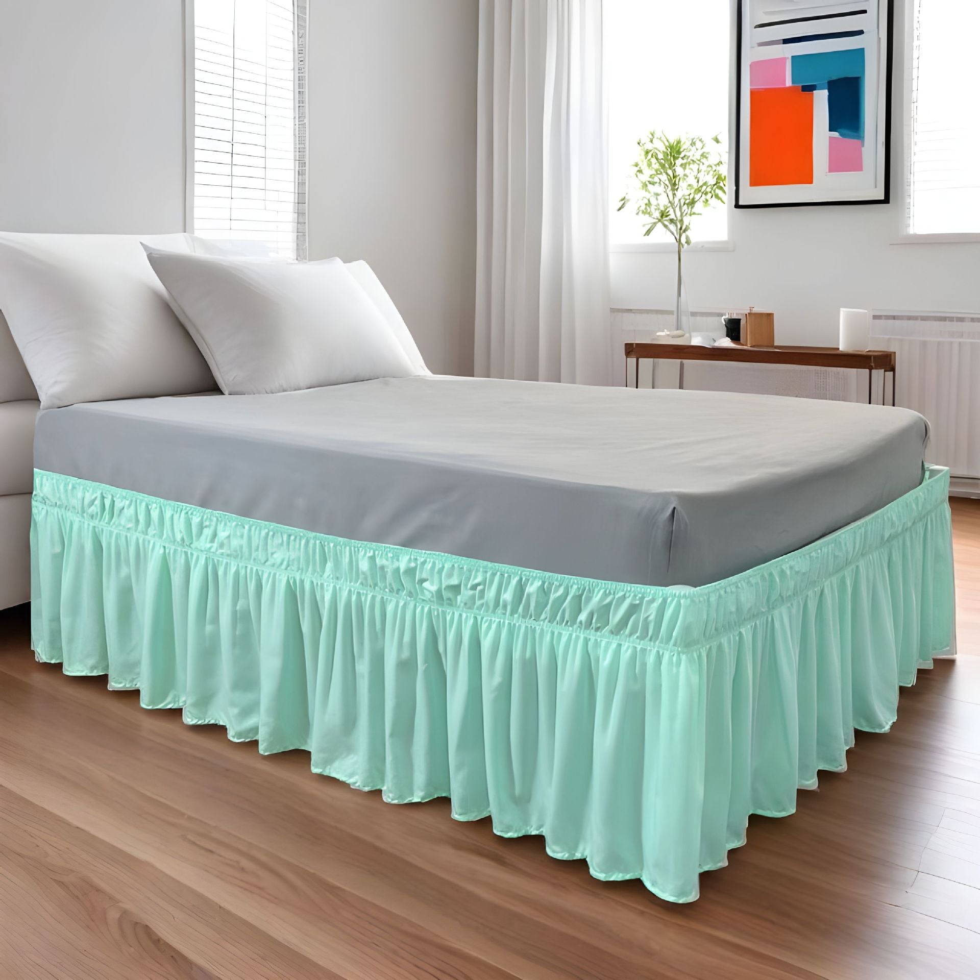 Easy-Going Ruffled Bed Skirt – Soft Washable Bed Decor with Adjustable Elastic Belt
