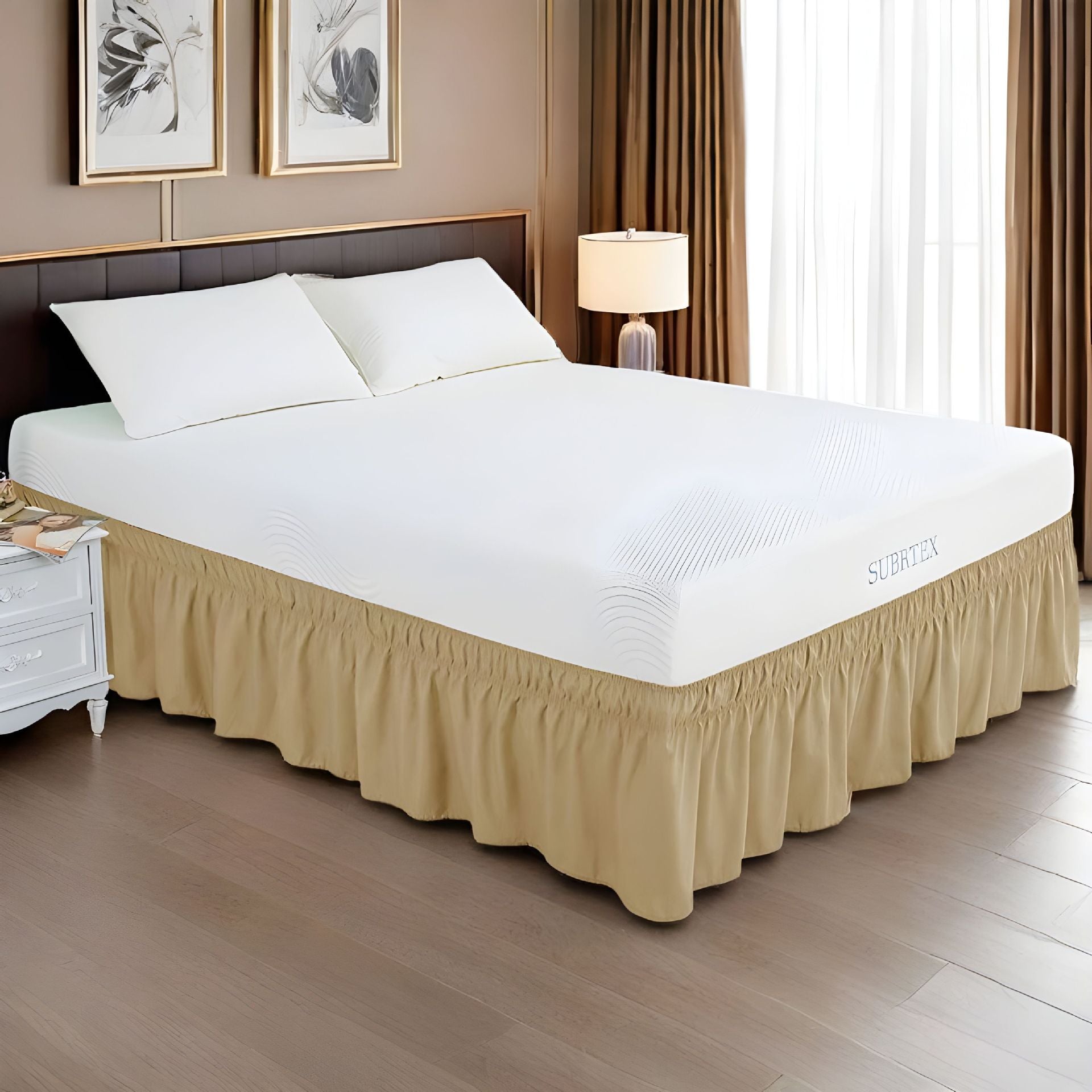 Easy-Going Ruffled Bed Skirt – Soft Washable Bed Decor with Adjustable Elastic Belt