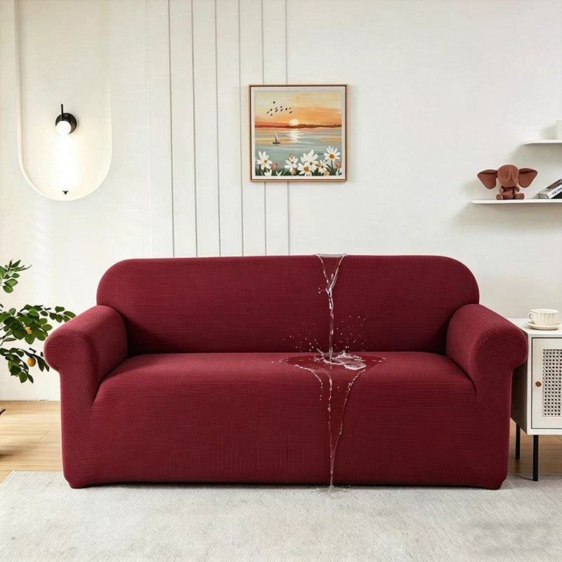 Sofa cover made of waterproof elastane material.