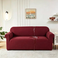 Sofa cover made of waterproof elastane material.