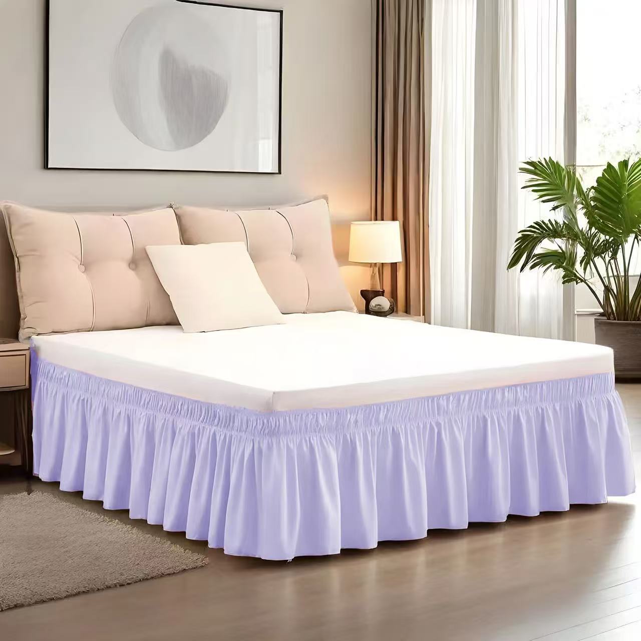 Easy-Going Ruffled Bed Skirt – Soft Washable Bed Decor with Adjustable Elastic Belt