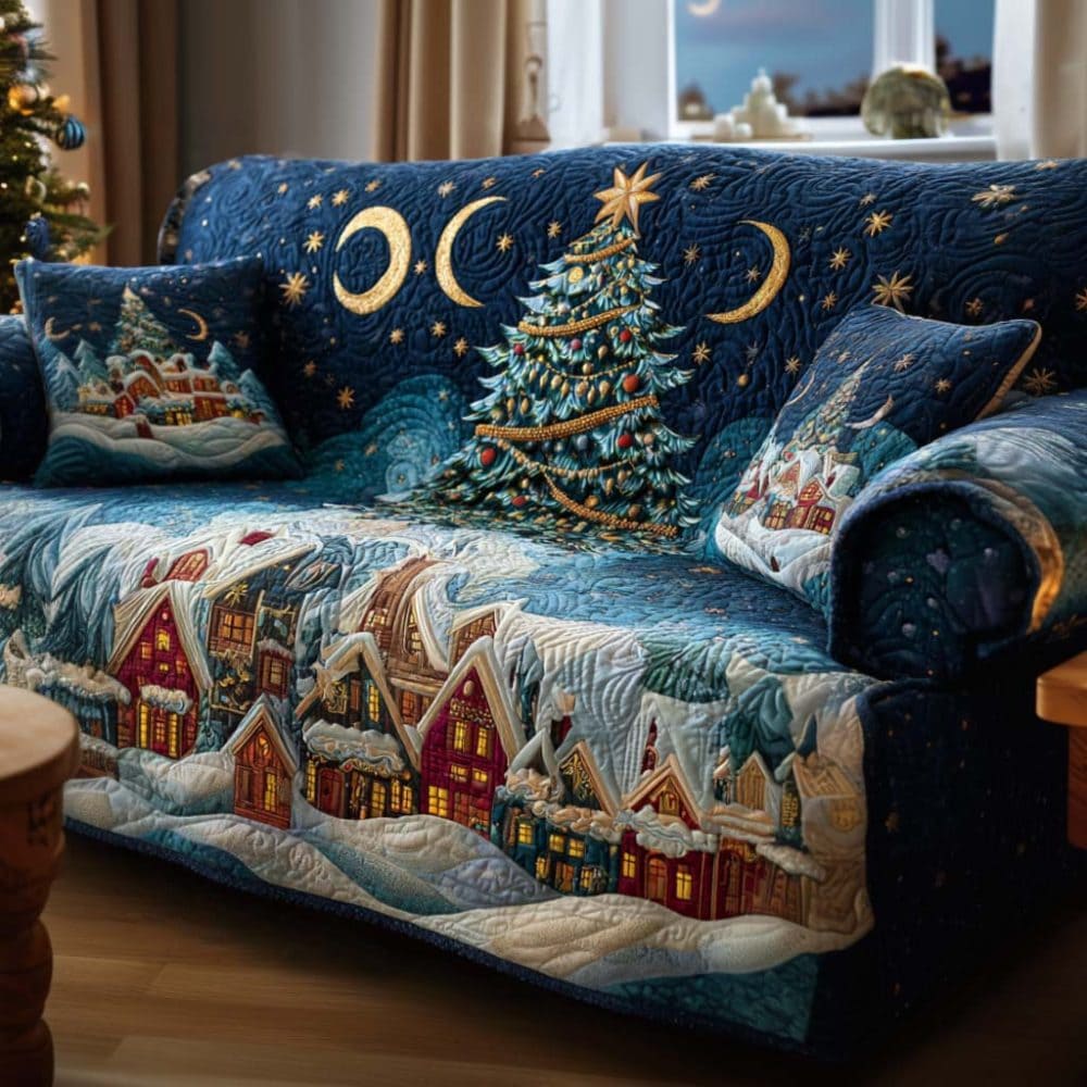 Festive Paw Quilted Sofa Cover