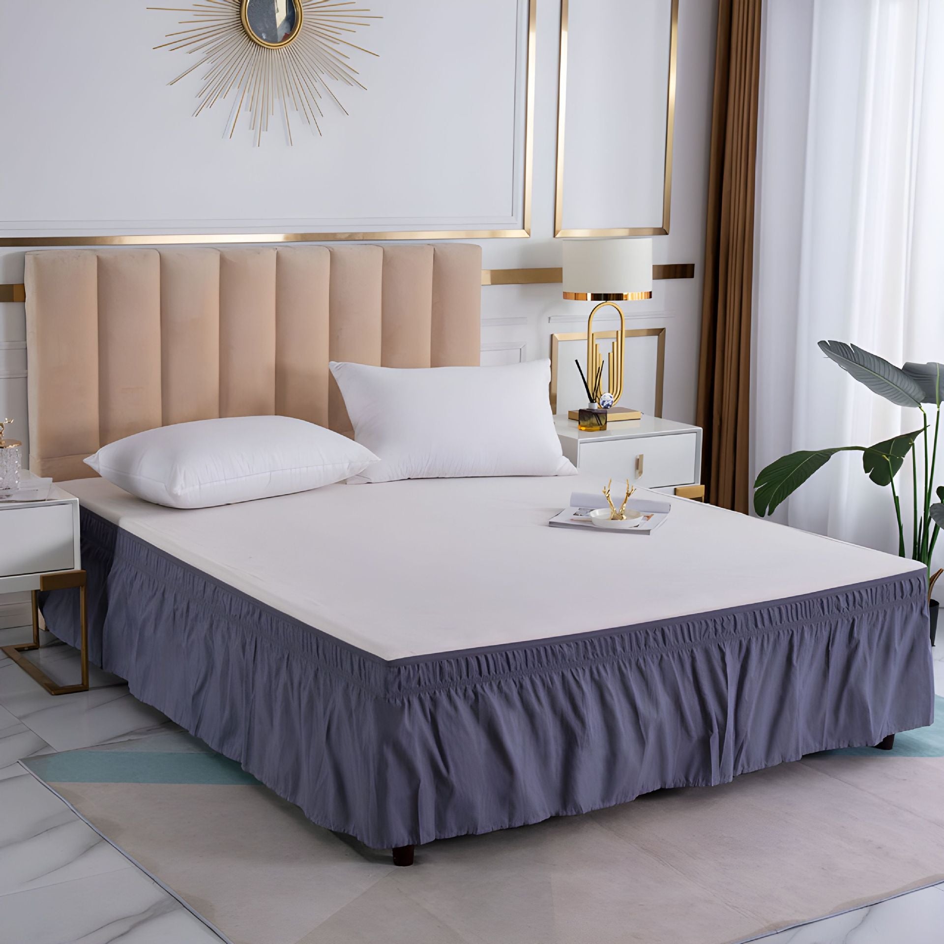 Easy-Going Ruffled Bed Skirt – Soft Washable Bed Decor with Adjustable Elastic Belt