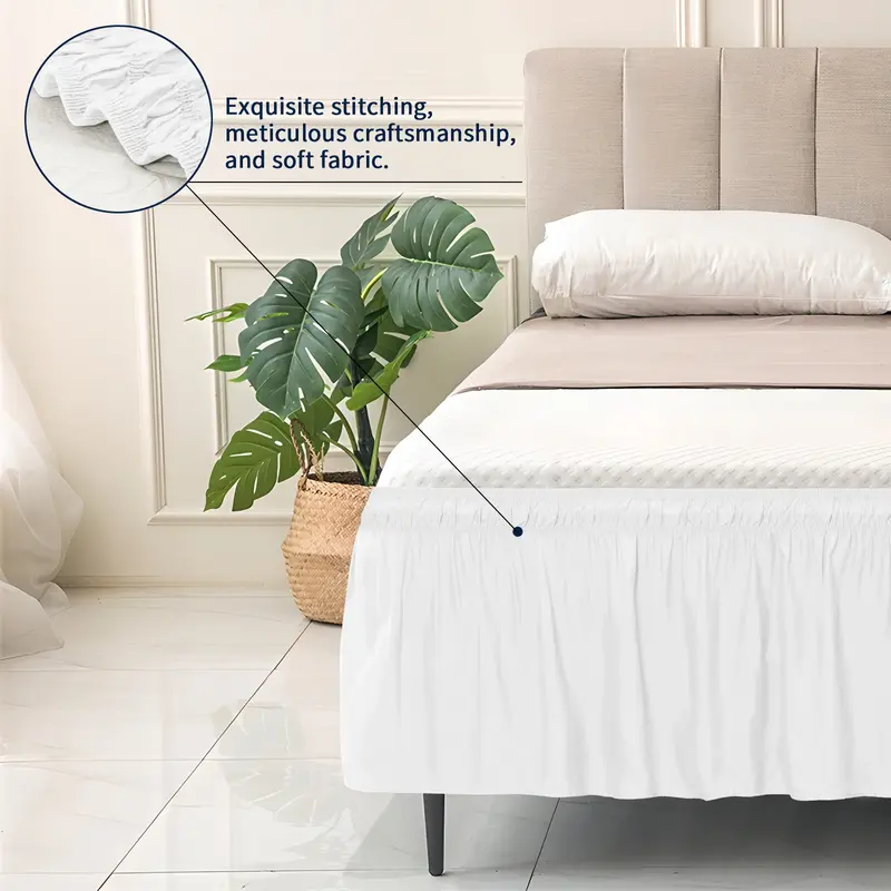 Easy-Going Ruffled Bed Skirt – Soft Washable Bed Decor with Adjustable Elastic Belt