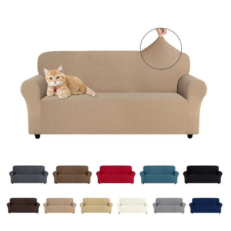 Sofa cover made of waterproof elastane material.
