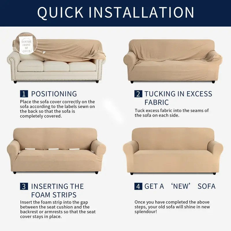 Sofa cover made of waterproof elastane material.