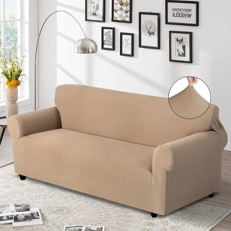 Sofa cover made of waterproof elastane material.