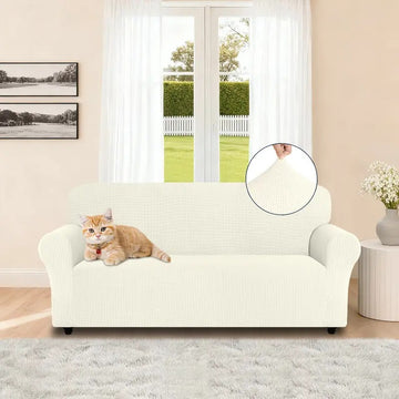 Sofa cover made of waterproof elastane material.